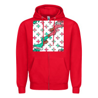 Red Nurse Gloves Seamless Pattern Zipper Hoodie - BundleAndBundleShop