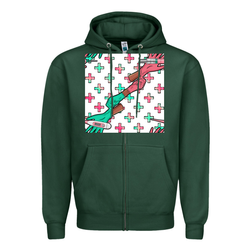 Nurse Gloves Seamless Pattern Zipper Hoodie by BundleAndBundleShop | Teevron