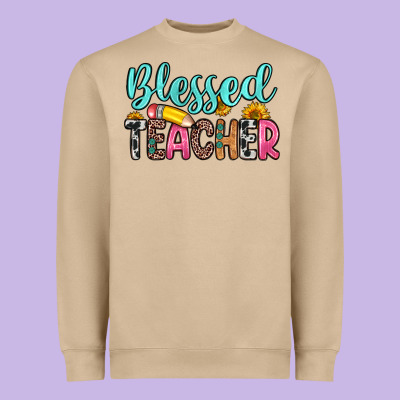 Blessed Teacher Heavyweight Sweatshirt Designed By Zillion Design Studio