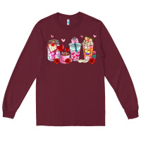 Burgundy valentines day coffee cup Long Sleeve Tee - AdoDesignShop