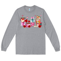 Heather Grey valentines day coffee cup Long Sleeve Tee - AdoDesignShop