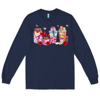 Navy valentines day coffee cup Long Sleeve Tee - AdoDesignShop
