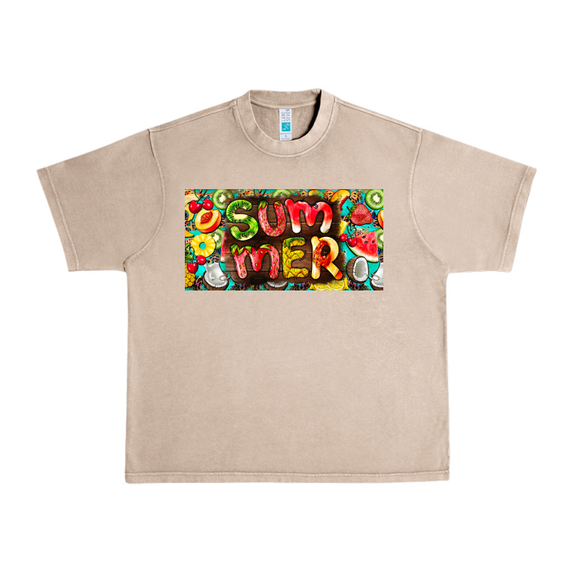 Summer With Fruits License Plate Urban Heavy Tee by BarkalooDesign | Teevron