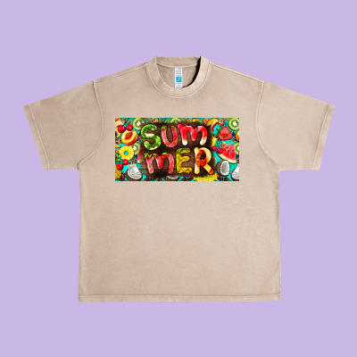 Summer With Fruits License Plate Urban Heavy Tee Designed By Barkaloodesign