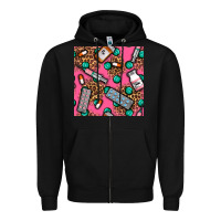 Black Medicines And Pills Seamless Pattern Zipper Hoodie - BundleAndBundleShop