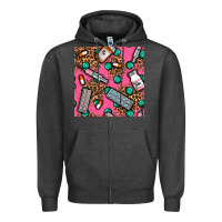 Charcoal Heather Medicines And Pills Seamless Pattern Zipper Hoodie - BundleAndBundleShop