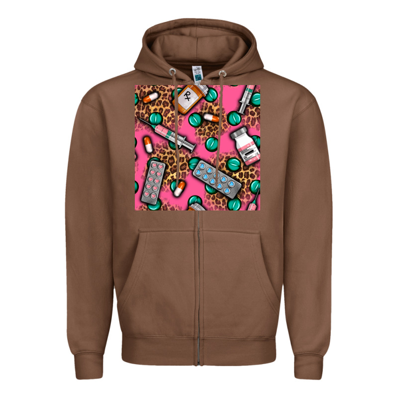 Medicines And Pills Seamless Pattern Zipper Hoodie by BundleAndBundleShop | Teevron