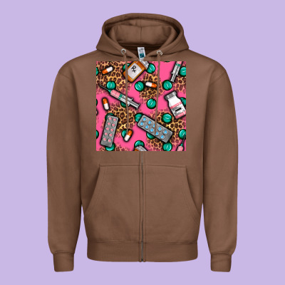 Medicines And Pills Seamless Pattern Zipper Hoodie Designed By Bundleandbundleshop