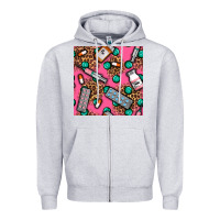Heather Grey Medicines And Pills Seamless Pattern Zipper Hoodie - BundleAndBundleShop