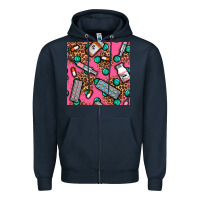 Navy Medicines And Pills Seamless Pattern Zipper Hoodie - BundleAndBundleShop