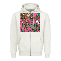 Oatmeal Heather Medicines And Pills Seamless Pattern Zipper Hoodie - BundleAndBundleShop