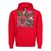 Red Medicines And Pills Seamless Pattern Zipper Hoodie - BundleAndBundleShop