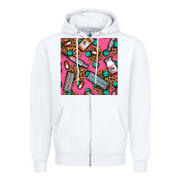 White Medicines And Pills Seamless Pattern Zipper Hoodie - BundleAndBundleShop