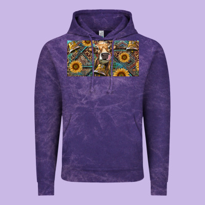 Vintage Hoodie Cow With Aztec Leopard And Sunflower