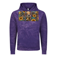 Cloud Purple Cow With Aztec Leopard And Sunflower Vintage Hoodie - RanaPortraitStore