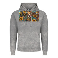 Cloud Rock Cow With Aztec Leopard And Sunflower Vintage Hoodie - RanaPortraitStore
