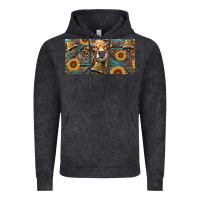 Vintage Black Cow With Aztec Leopard And Sunflower Vintage Hoodie - RanaPortraitStore