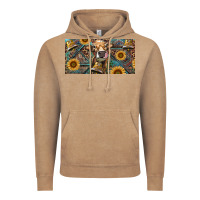 Vintage Coffee Cow With Aztec Leopard And Sunflower Vintage Hoodie - RanaPortraitStore