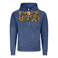 Vintage Denim Cow With Aztec Leopard And Sunflower Vintage Hoodie - RanaPortraitStore