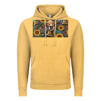 Vintage Mustard Cow With Aztec Leopard And Sunflower Vintage Hoodie - RanaPortraitStore