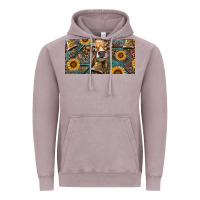 Vintage Zinc Cow With Aztec Leopard And Sunflower Vintage Hoodie - RanaPortraitStore