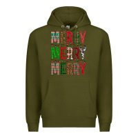 Army Green Merry Merry Merry Christmas Premium Hoodie - BundleAndBundleShop