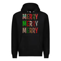Black Merry Merry Merry Christmas Premium Hoodie - BundleAndBundleShop