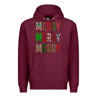 Burgundy Merry Merry Merry Christmas Premium Hoodie - BundleAndBundleShop