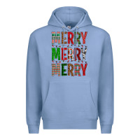 Colony Blue Merry Merry Merry Christmas Premium Hoodie - BundleAndBundleShop