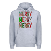 Heather Grey Merry Merry Merry Christmas Premium Hoodie - BundleAndBundleShop