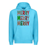 Ocean Blue Merry Merry Merry Christmas Premium Hoodie - BundleAndBundleShop