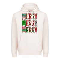 Pale Pink Merry Merry Merry Christmas Premium Hoodie - BundleAndBundleShop