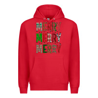 Red Merry Merry Merry Christmas Premium Hoodie - BundleAndBundleShop