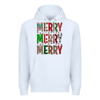White Merry Merry Merry Christmas Premium Hoodie - BundleAndBundleShop