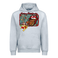 Heather Grey Merry Christmas Lips Santa Urban Hoodie - Bettercallsaul