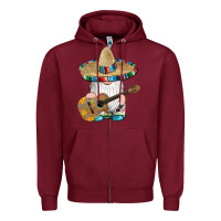 Burgundy mexican gnomes guitar sombrero serape Zipper Hoodie - Artiststas