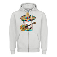Dove Grey mexican gnomes guitar sombrero serape Zipper Hoodie - Artiststas