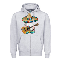 Heather Grey mexican gnomes guitar sombrero serape Zipper Hoodie - Artiststas