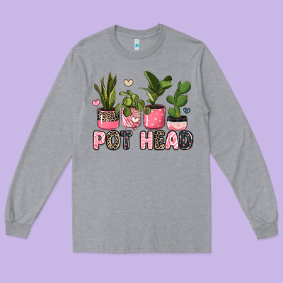 Pot Head Plants Long Sleeve Tee Designed By Jahusdesignshop
