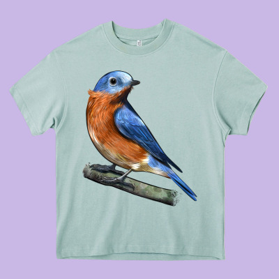 Eastern Bluebird Heavy Core Tee Designed By Lillyallendesigns