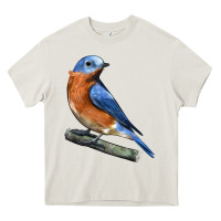 Cream Eastern Bluebird Heavy Core Tee - LillyAllenDesigns