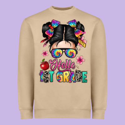 Hello First Grade Heavyweight Sweatshirt Designed By Texasbilliewilder