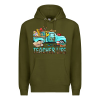 Army Green Teacher Life With Truck Premium Hoodie - BundleAndBundleShop