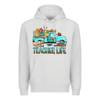 Dove Grey Teacher Life With Truck Premium Hoodie - BundleAndBundleShop