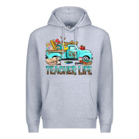 Heather Grey Teacher Life With Truck Premium Hoodie - BundleAndBundleShop