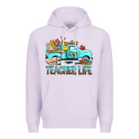 Lilac Teacher Life With Truck Premium Hoodie - BundleAndBundleShop