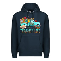Navy Teacher Life With Truck Premium Hoodie - BundleAndBundleShop