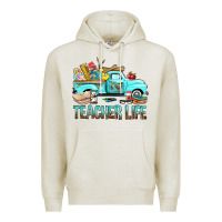 Oatmeal Heather Teacher Life With Truck Premium Hoodie - BundleAndBundleShop