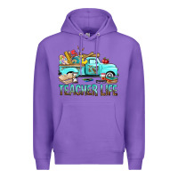 Purple Teacher Life With Truck Premium Hoodie - BundleAndBundleShop