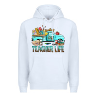 White Teacher Life With Truck Premium Hoodie - BundleAndBundleShop